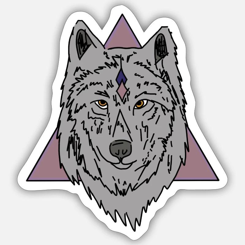 Kopf eines grauen Wolfes - Sticker Größe S (10 x 10 cm) - Mattweiß