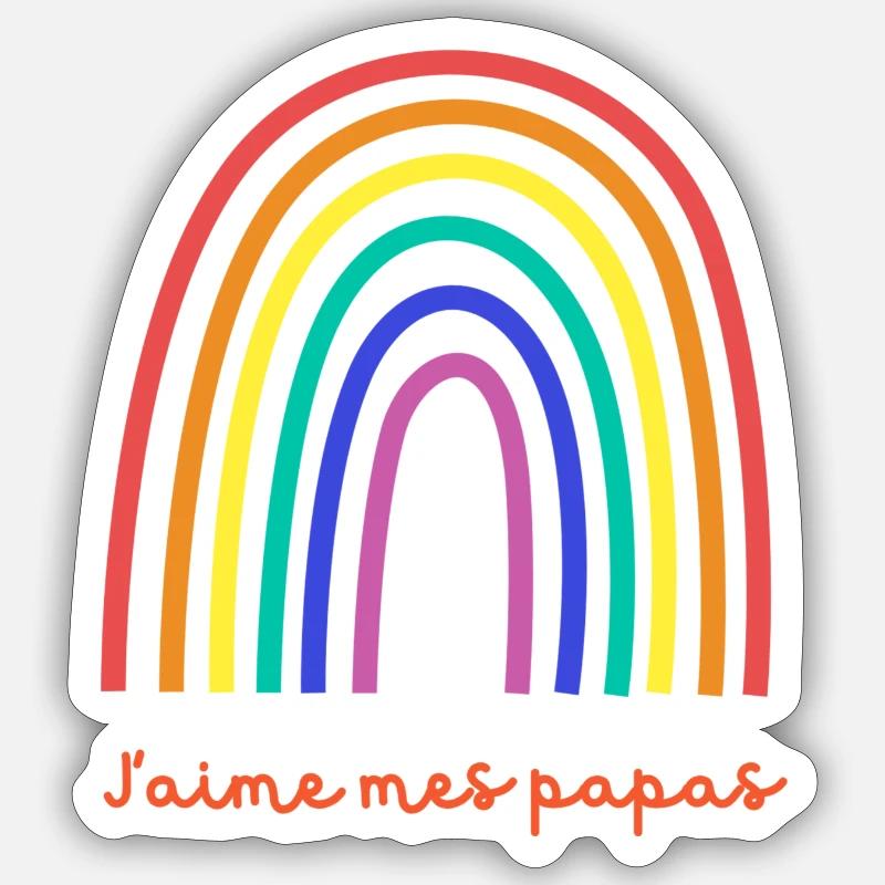 J'aime mes papas - Sticker taille S (10 x 10 cm) - blanc mat