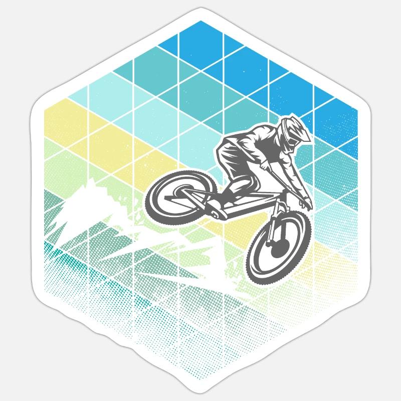 descente hexagone gris - Sticker taille S (10 x 10 cm) - blanc mat