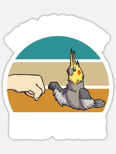 Nymphensittiche | Nymphensittich Haustier Geschenk - Sticker Größe S (10 x 10 cm) - Mattweiß