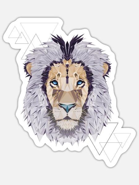 Crystal Lion - Sticker Größe S (10 x 10 cm) - Mattweiß