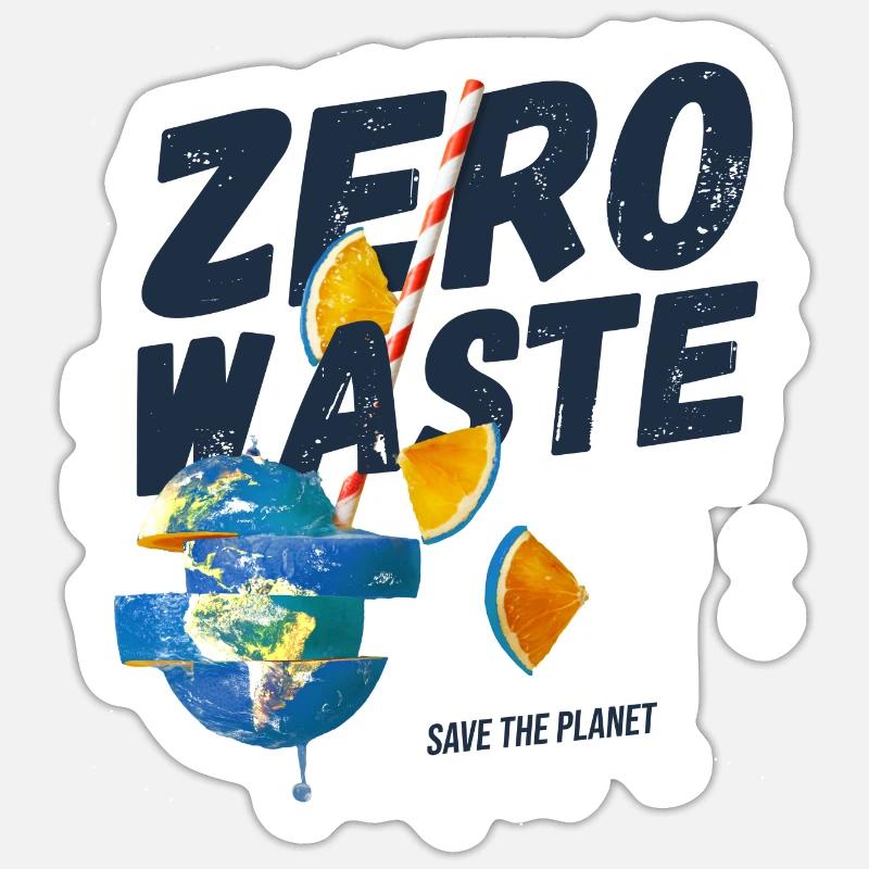 Zéro déchet, planet B - Sticker taille S (10 x 10 cm) - blanc mat