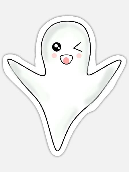 Kawaii Gespenst Geister Halloween Halloweenkostüm - Sticker Größe S (10 x 10 cm) - Mattweiß