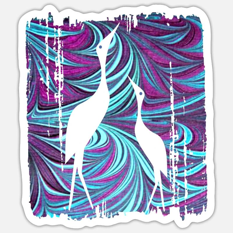 kranich e 74 - Sticker Größe S (10 x 10 cm) - Mattweiß