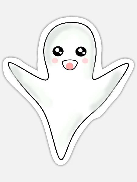 Kawaii Gespenst Geister Halloween Halloweenkostüm - Sticker Größe S (10 x 10 cm) - Mattweiß
