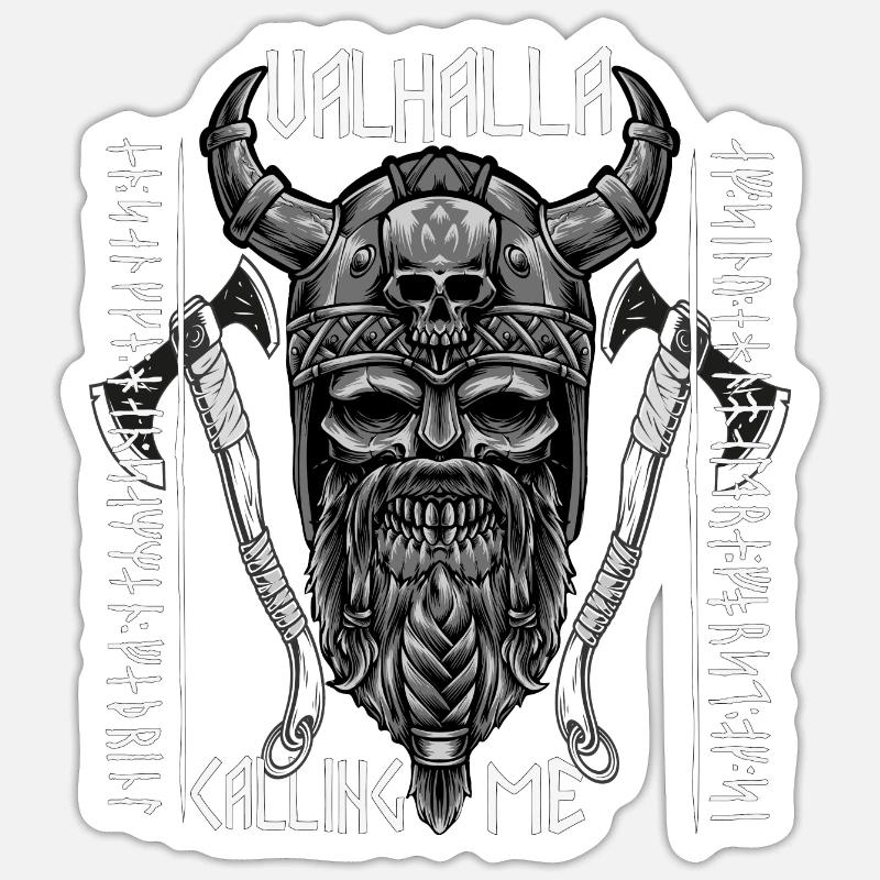 Vikings Valhalla Calling Me - Sticker Größe S (10 x 10 cm) - Mattweiß