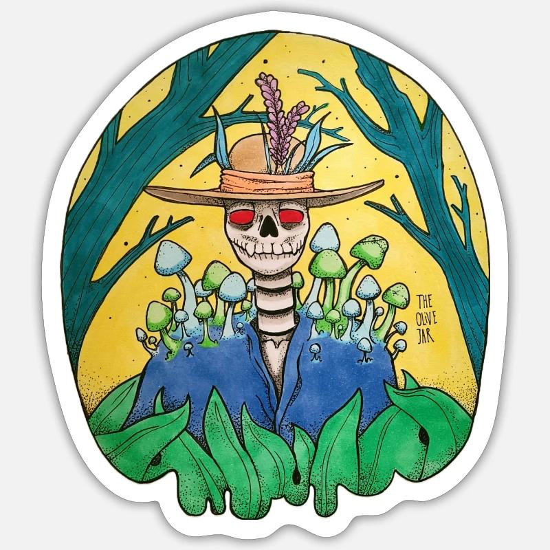 Skeleton with Hat - Sticker size S (10 x 10 cm) - white matte