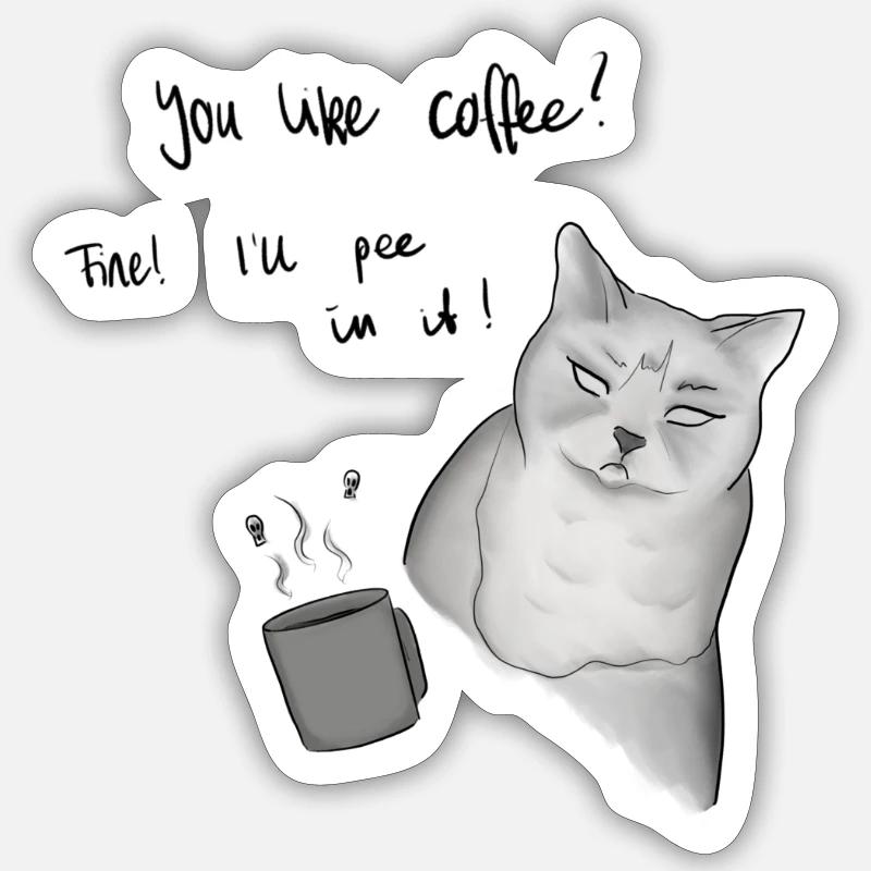 Coffy Cat mit Grumpy Note Sticker Größe S (10 x 10 cm)