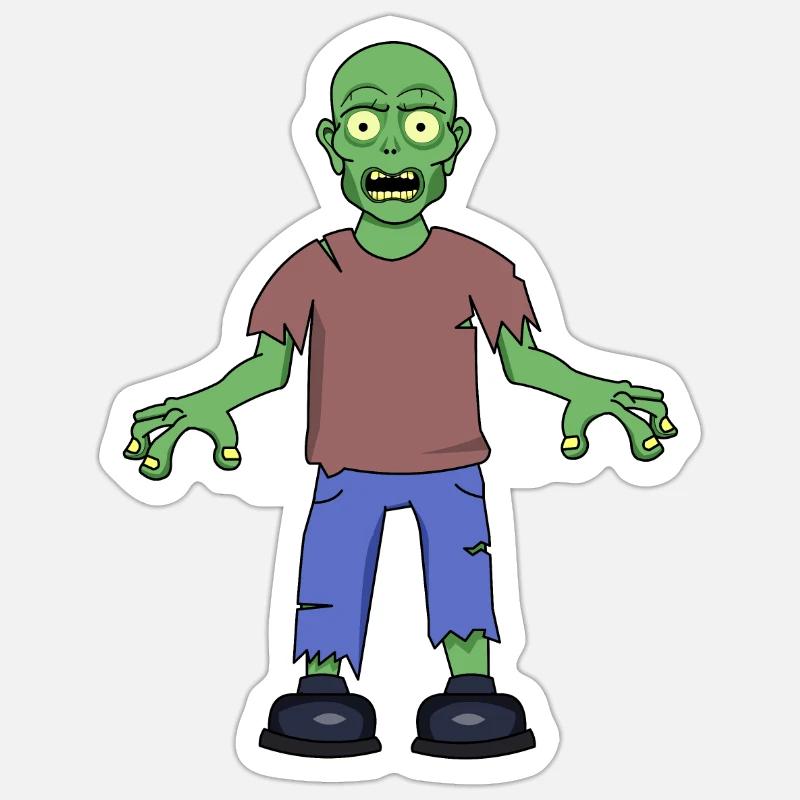 Zombie effrayé Sticker taille S (10 x 10 cm)