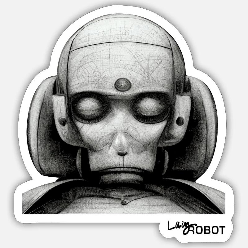 Scetch d’un robot de rêve masculin triste Sticker taille S (10 x 10 cm)