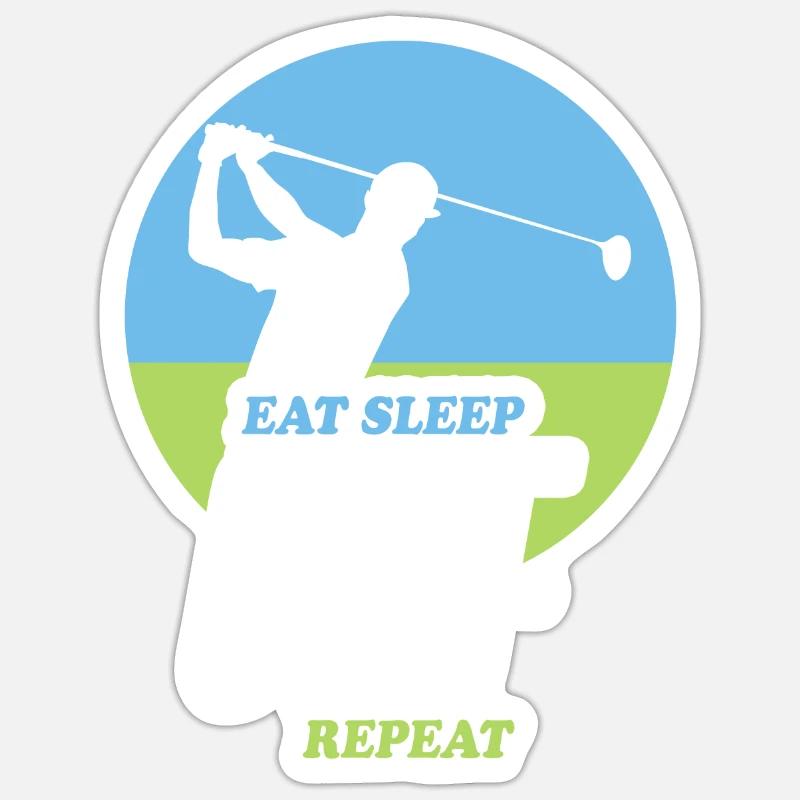 Eating, Sleeping, Golfing, Repeating - Sticker size S (10 x 10 cm) - white matte