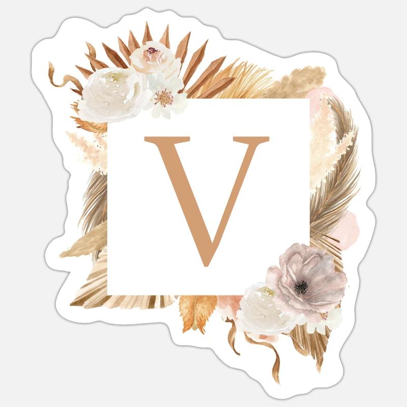 Customizable design, monogram, letter V Sticker size S (10 x 10 cm)