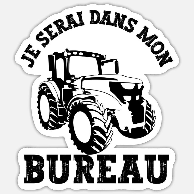 je serai dans mon bureau - Sticker taille S (10 x 10 cm) - blanc mat