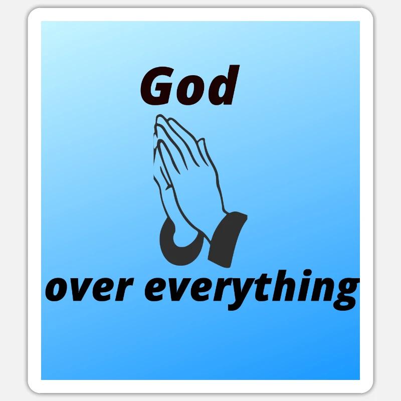 God over everything - Sticker taille S (10 x 10 cm) - blanc mat