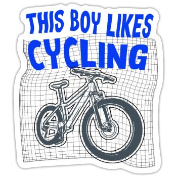 Junge mag Fahrrad Outdoor-Sportarten Radfahren - Sticker Größe S (10 x 10 cm) - Mattweiß - Vorne