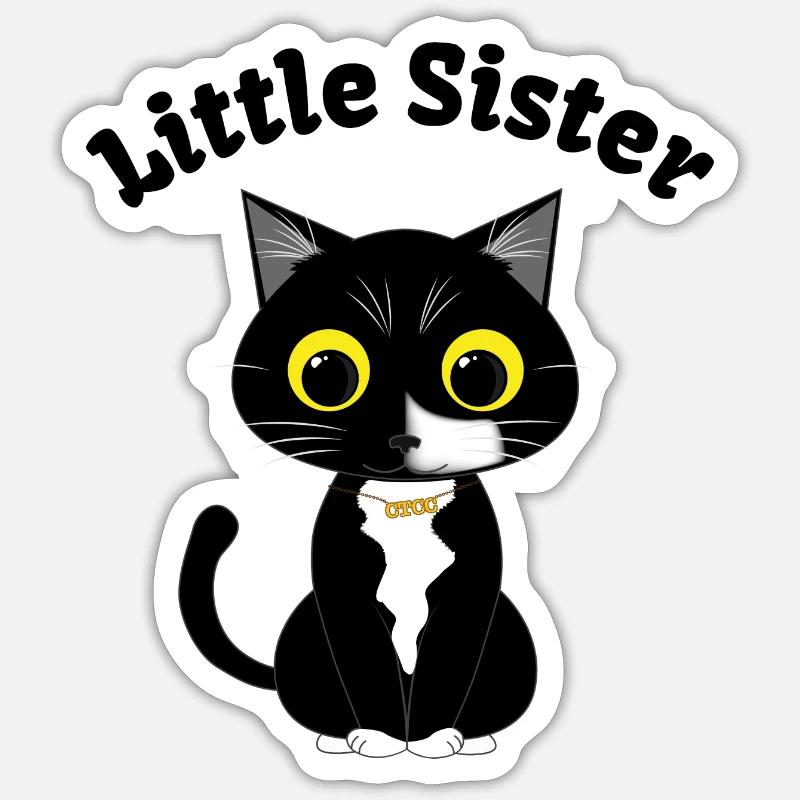 Petite soeur chaton - Sticker taille S (10 x 10 cm) - blanc mat