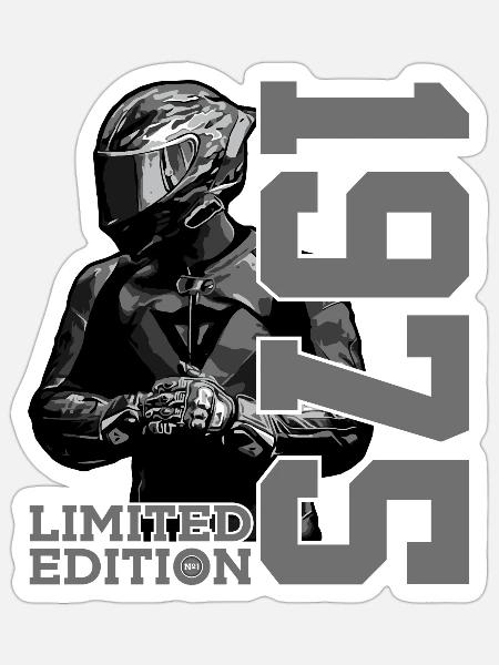 LIMITED EDITION 1975 MOTORRAD 51. GEBURTSTAG - Sticker Größe S (10 x 10 cm) - Mattweiß