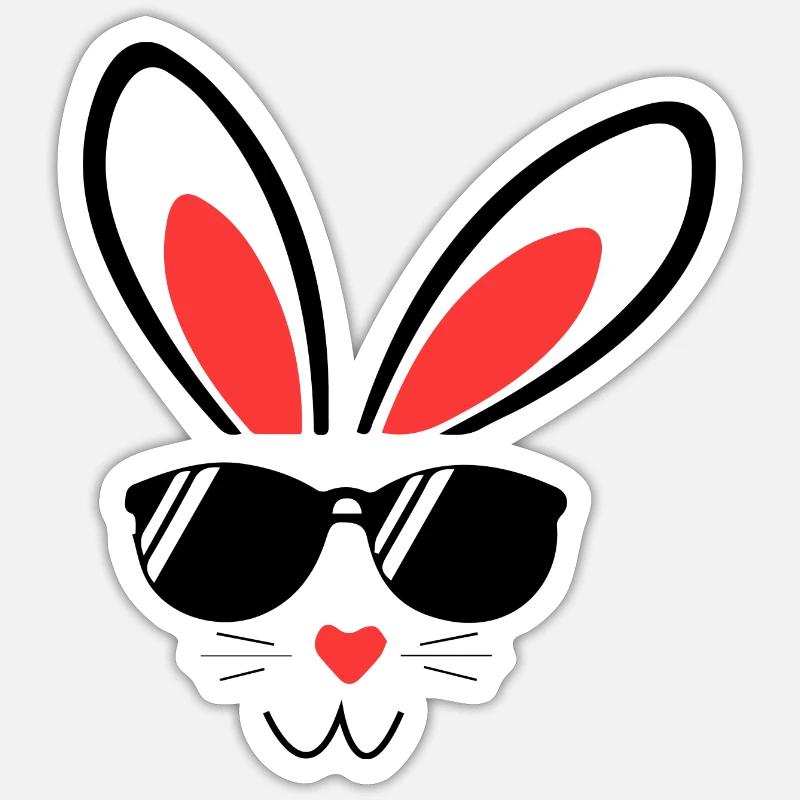 Lapin, Lapin, Lapin de Pâques - Sticker taille S (10 x 10 cm) - blanc mat