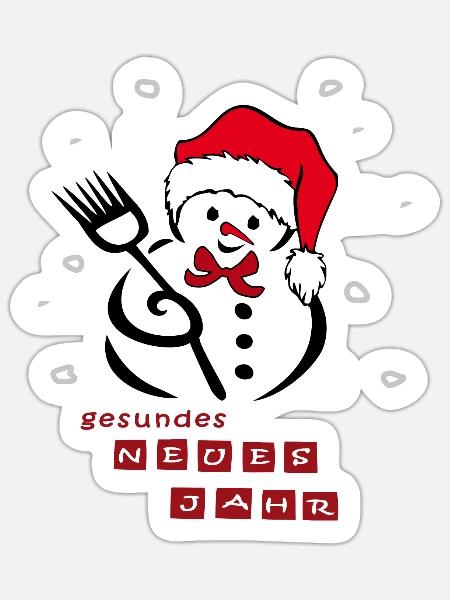 Schneemann Neues Jahr Silvester - Sticker Größe S (10 x 10 cm) - Mattweiß