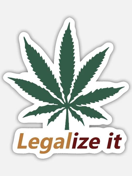 Legalize it Hanfblatt - Sticker Größe S (10 x 10 cm) - Mattweiß