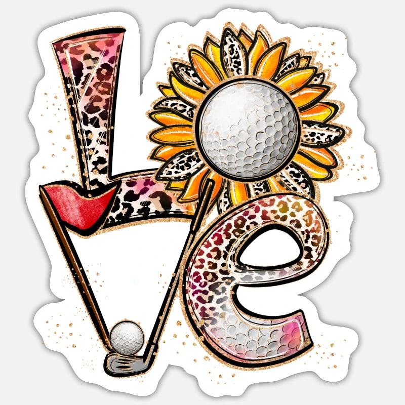 J’adore le golf - Sticker taille S (10 x 10 cm) - blanc mat