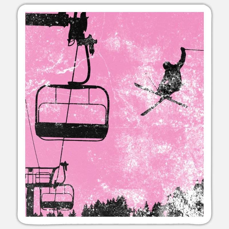 Ski - (2) - Sticker taille S (10 x 10 cm) - blanc mat