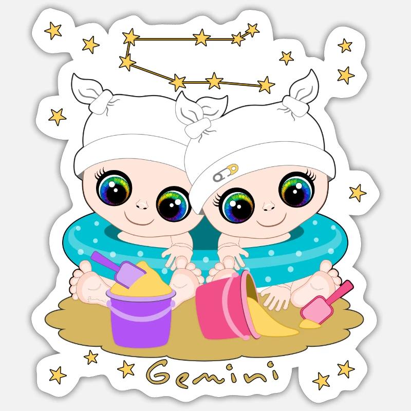 sternzeichen_gemini - Sticker size S (10 x 10 cm) - white matte
