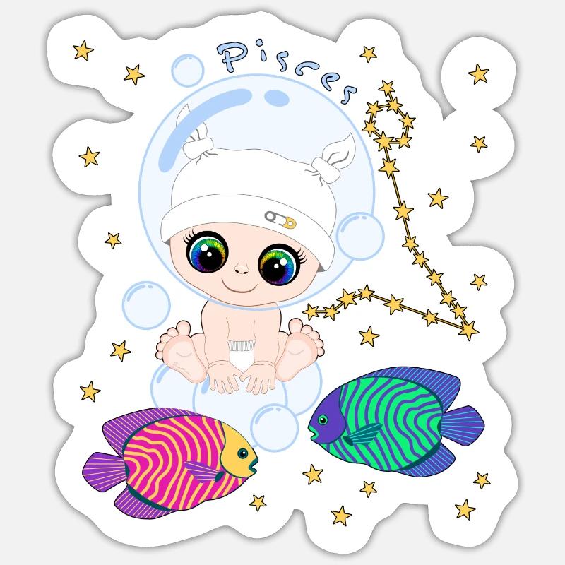 sternzeichen_pisces - Sticker taille S (10 x 10 cm) - blanc mat