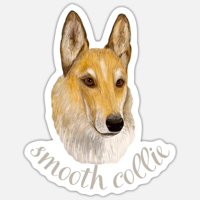 Smooth collie - Sticker size S (10 x 10 cm) - white matte