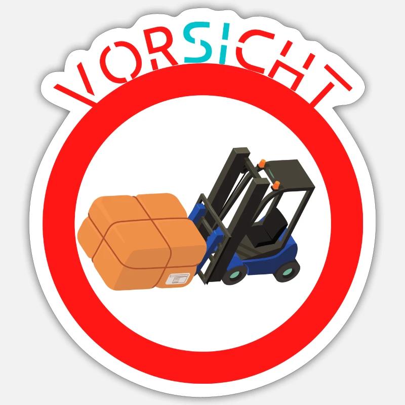 Vorsicht Gabelstapler - Sticker Größe S (10 x 10 cm) - Mattweiß