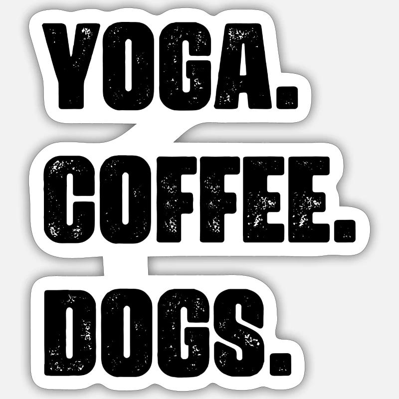Yoga café chiens - Sticker taille S (10 x 10 cm) - blanc mat