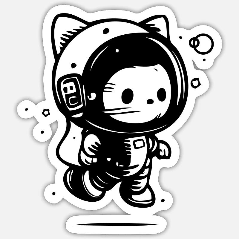 Astro Cat Astronaute - Sticker taille S (10 x 10 cm) - blanc mat