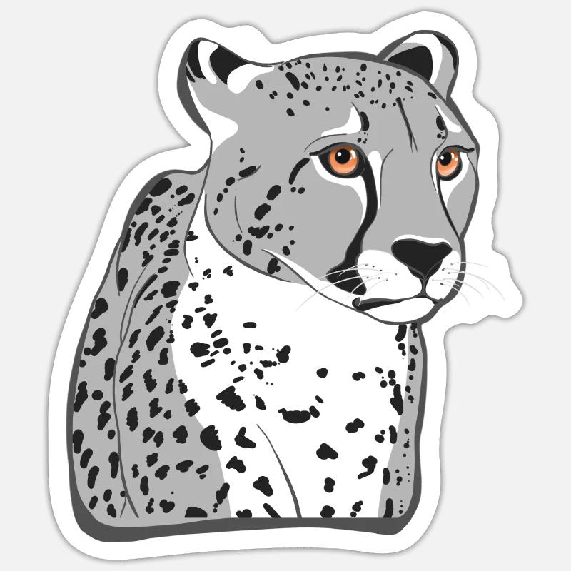 Guépard - Sticker taille S (10 x 10 cm) - blanc mat