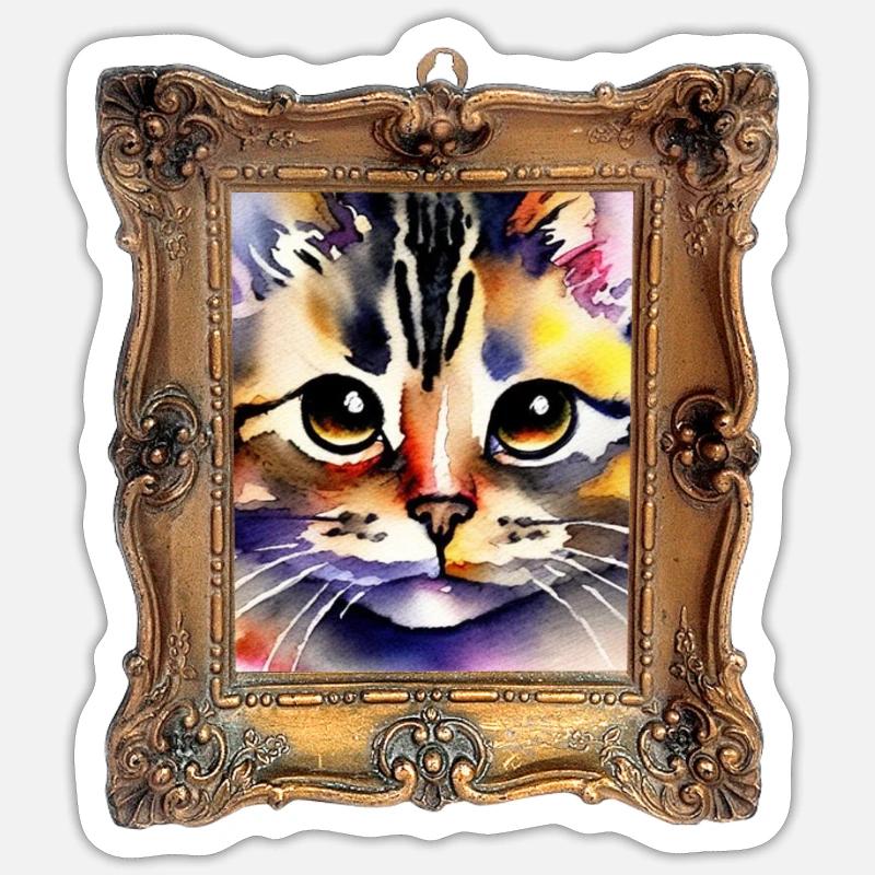 Katzengesicht 5 - Sticker Größe S (10 x 10 cm) - Mattweiß