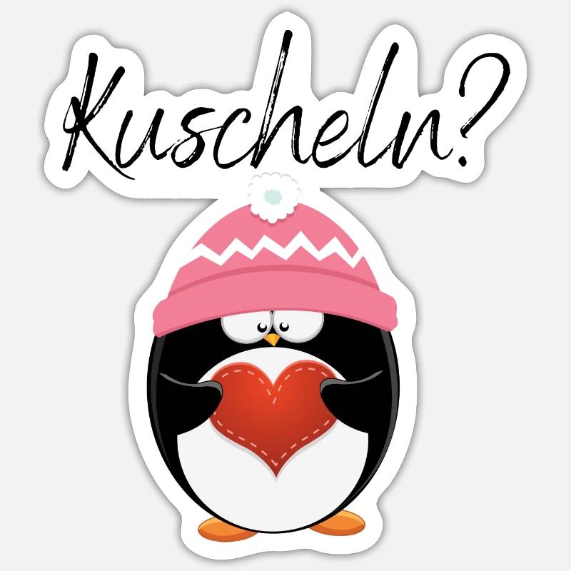 Pinguin Kuschen Schmusepullover - Sticker Größe S (10 x 10 cm) - Mattweiß