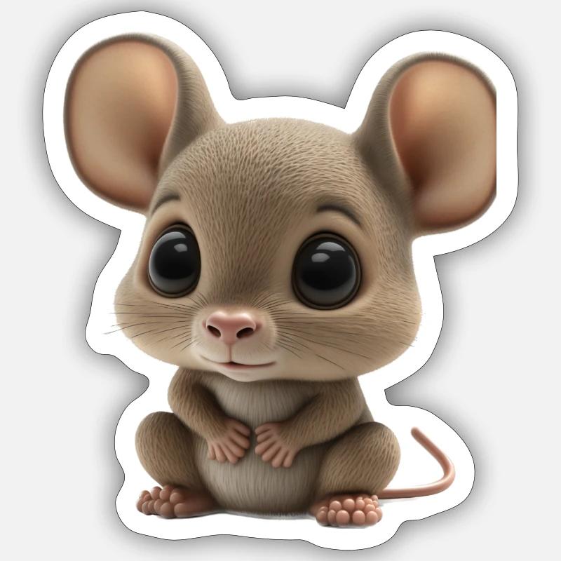 Cute Baby Mouse Comic - Sticker size S (10 x 10 cm) - white matte