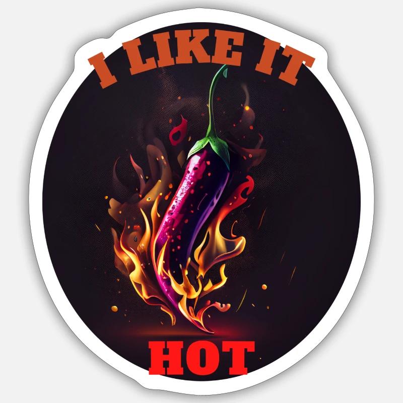 Hot Chilli: Je l’aime chaud - Sticker taille S (10 x 10 cm) - blanc mat