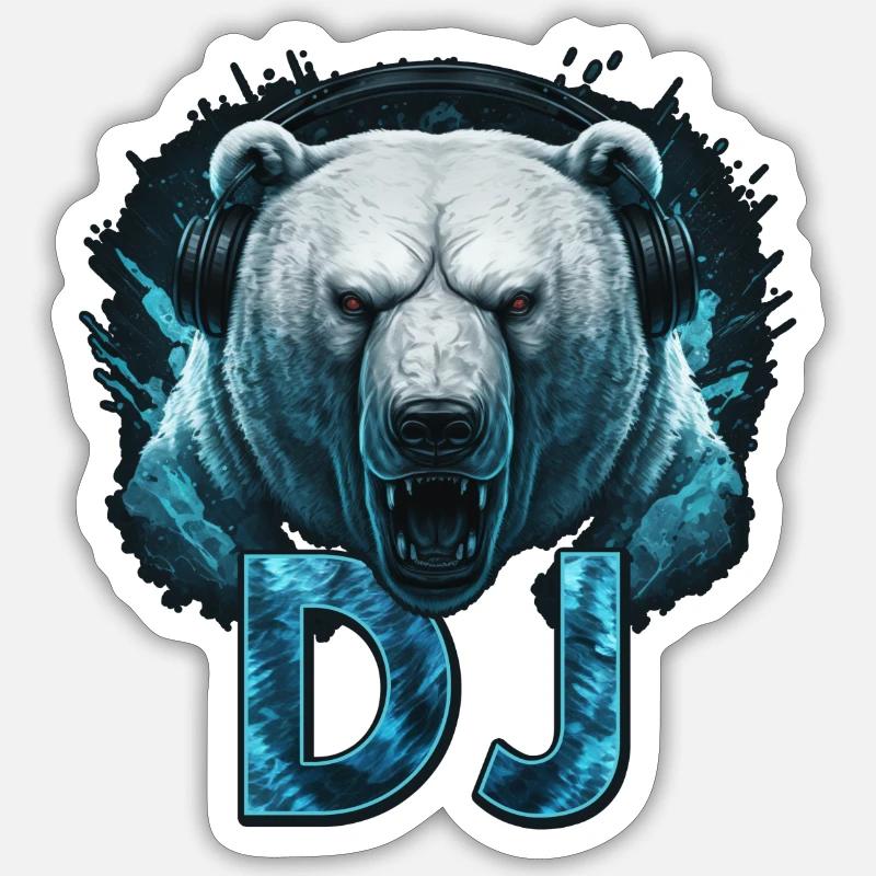 DJ Eisbär icy - Sticker taille S (10 x 10 cm) - blanc mat