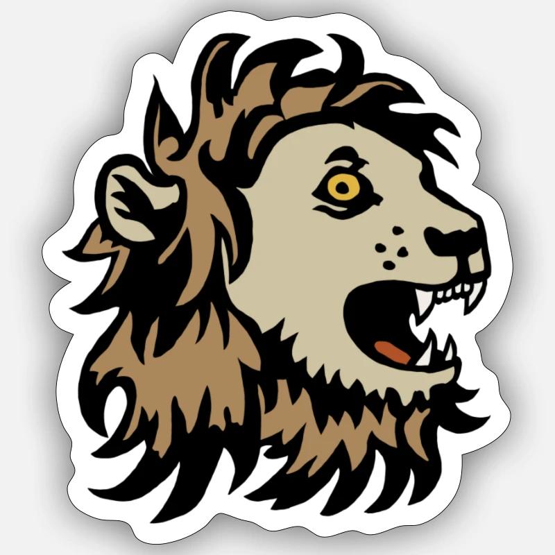 Löwe Farbe - Sticker Größe S (10 x 10 cm) - Mattweiß