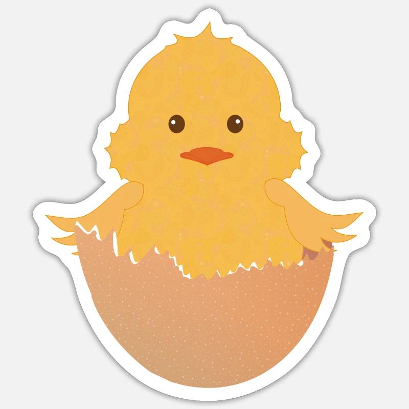 newly hatched chick in the eggshell Sticker size S (10 x 10 cm)