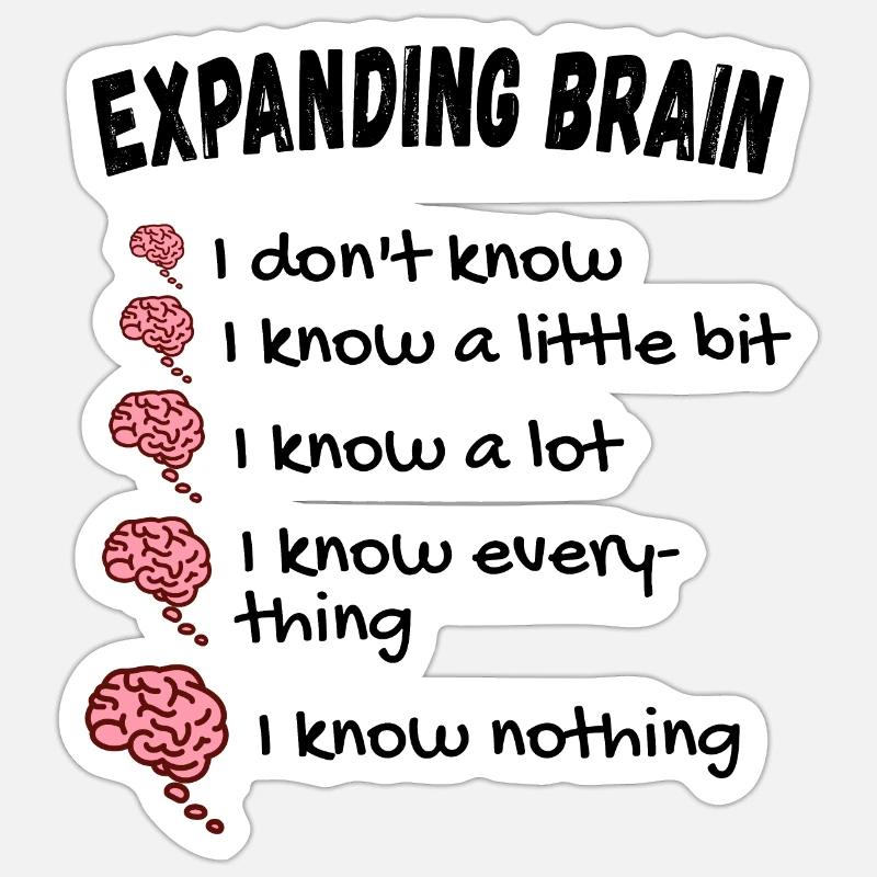 Expanding Brain Meme - Sticker size S (10 x 10 cm) - white matte