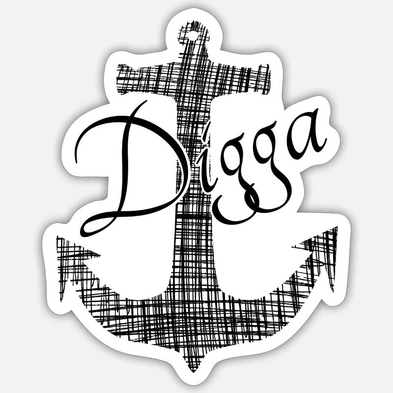 Digga - Sticker Größe S (10 x 10 cm) - Mattweiß