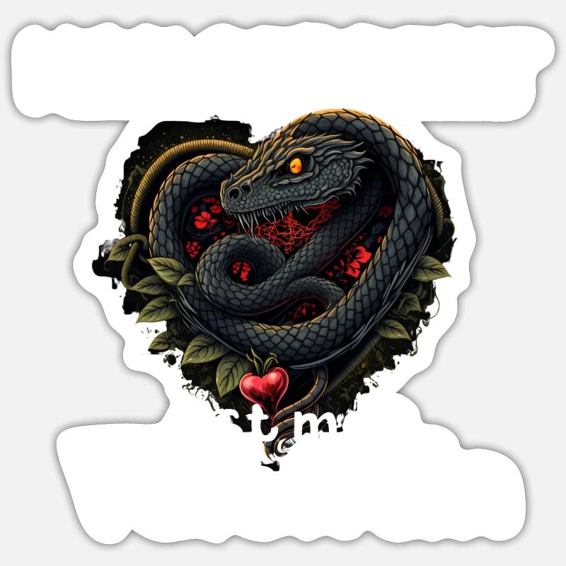 Serpent Valentin - Sticker taille S (10 x 10 cm) - blanc mat