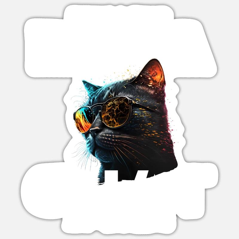 Papa chat - Sticker taille S (10 x 10 cm) - blanc mat