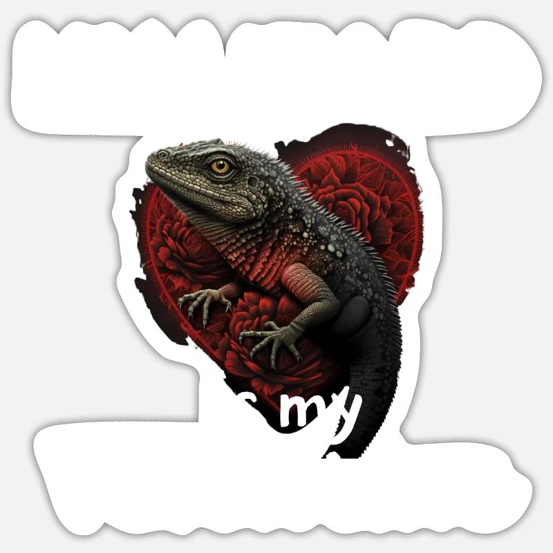 Valentine's Lizard - Sticker size S (10 x 10 cm) - white matte