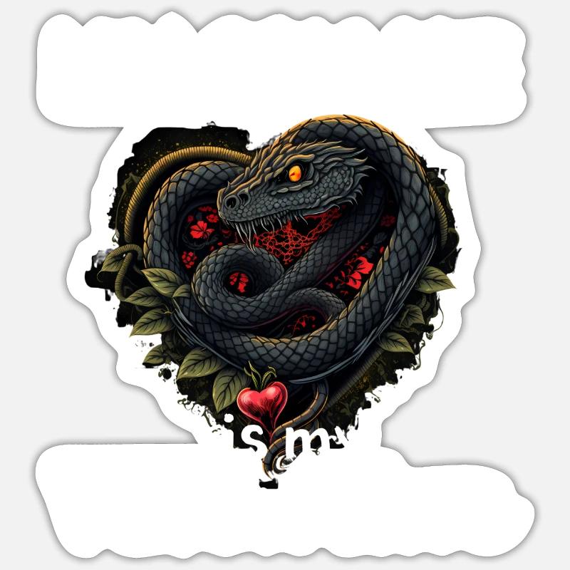 Valentine's Snake - Sticker taille S (10 x 10 cm) - blanc mat