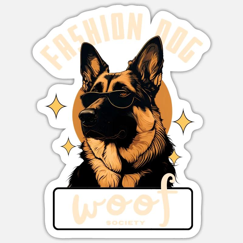 Mode Hund - Sticker Größe S (10 x 10 cm) - Mattweiß