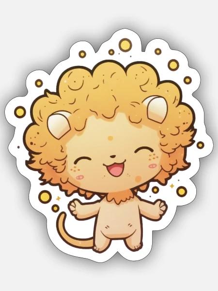 Süßes Löwen Sternzeichen - Sticker Größe S (10 x 10 cm) - Mattweiß