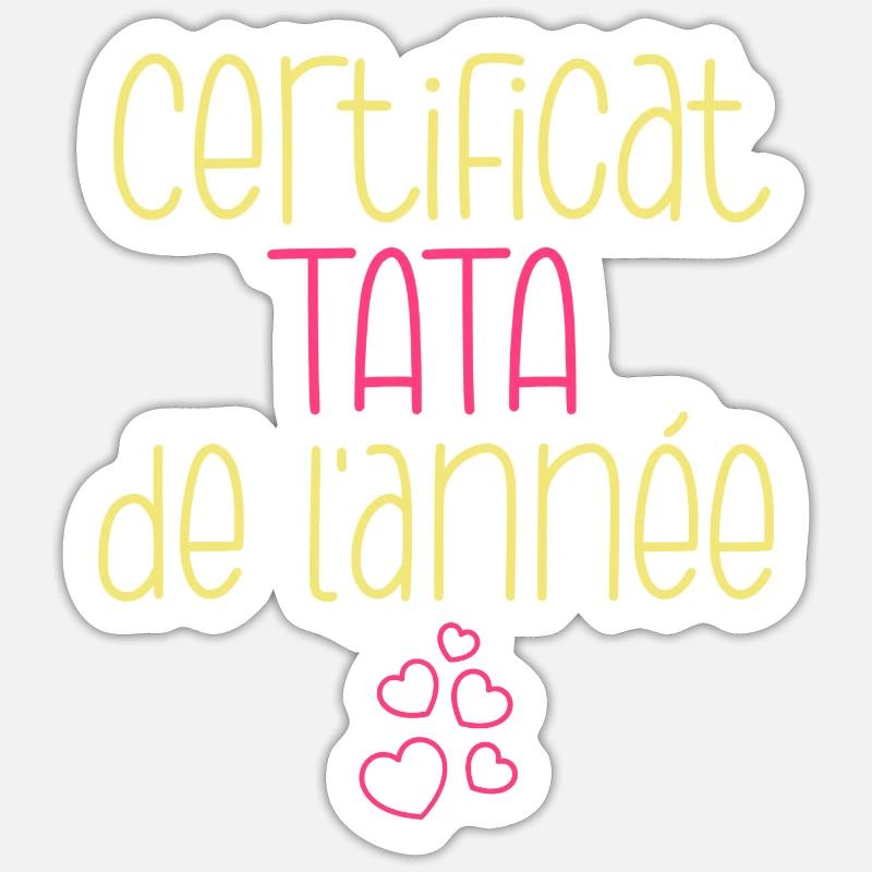 Certificat tata de l'année - Sticker taille S (10 x 10 cm) - blanc mat