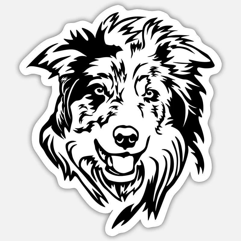 Border Collie Head - Sticker size S (10 x 10 cm) - white matte